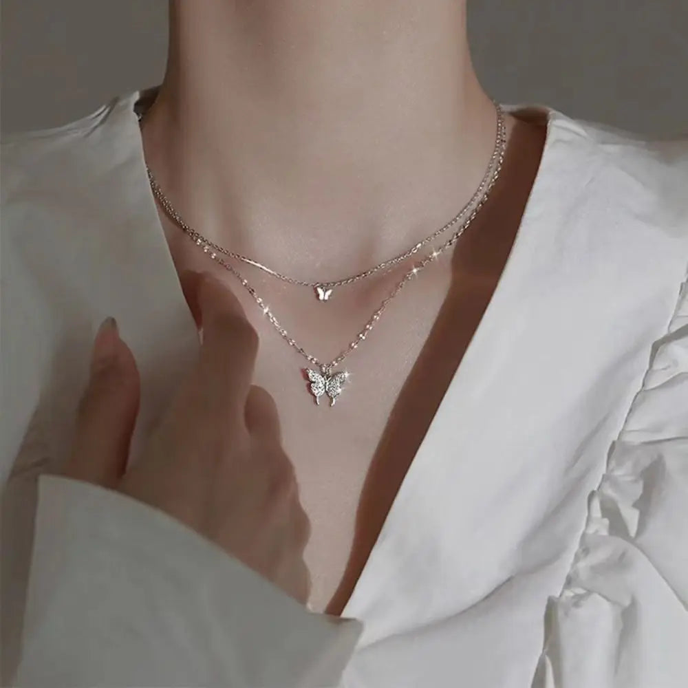Korean Exquisite Retro Flower Love Heart Beaded Necklace For Women Personality Simple Cool Clavicle Chain Fashion Y2K Jewelry
