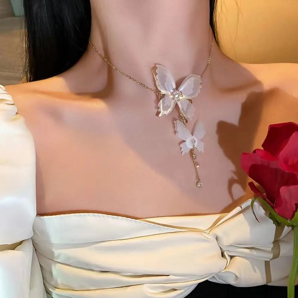 Korean Exquisite Retro Flower Love Heart Beaded Necklace For Women Personality Simple Cool Clavicle Chain Fashion Y2K Jewelry