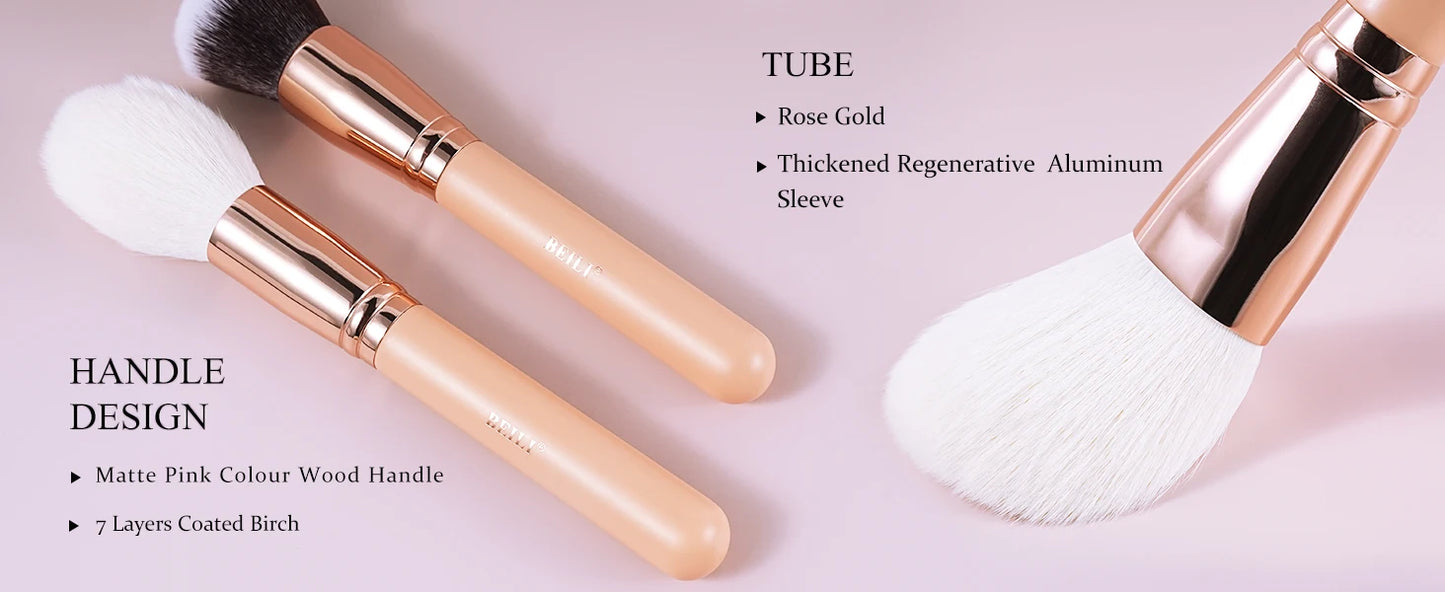 BEILI Pink Makeup Brushes High Quality Powder Foundation Blush Eyeshadow Make Up Brush Set Natural Hair косметика