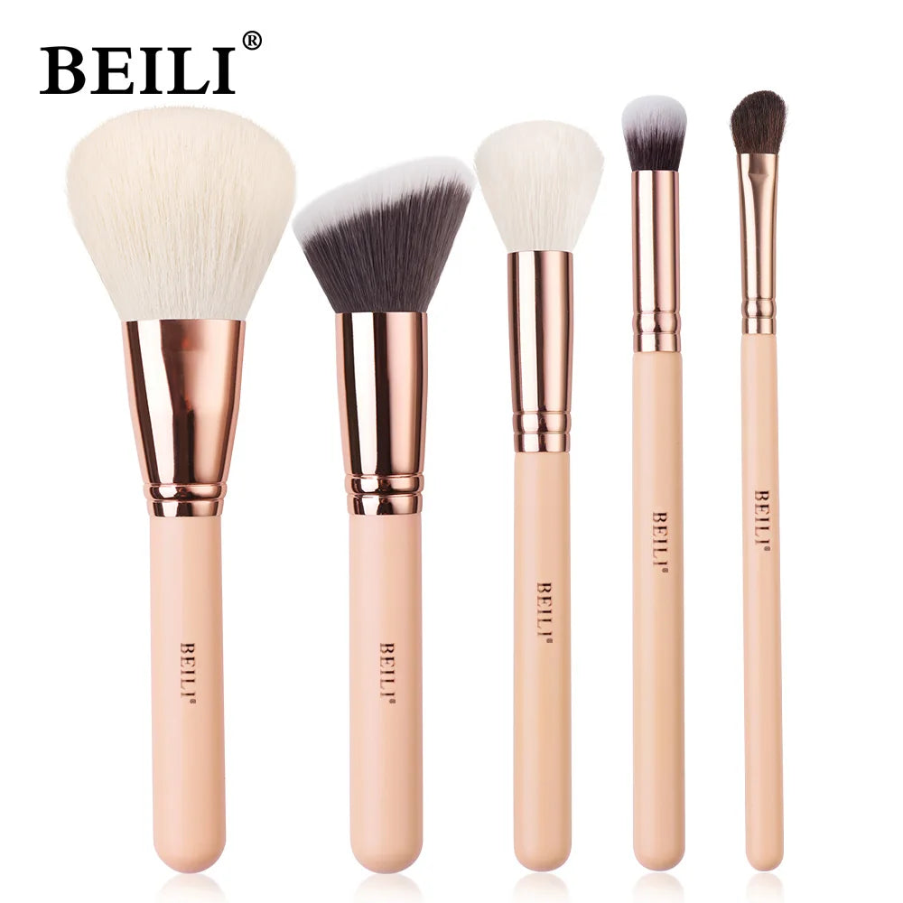 BEILI Pink Makeup Brushes High Quality Powder Foundation Blush Eyeshadow Make Up Brush Set Natural Hair косметика