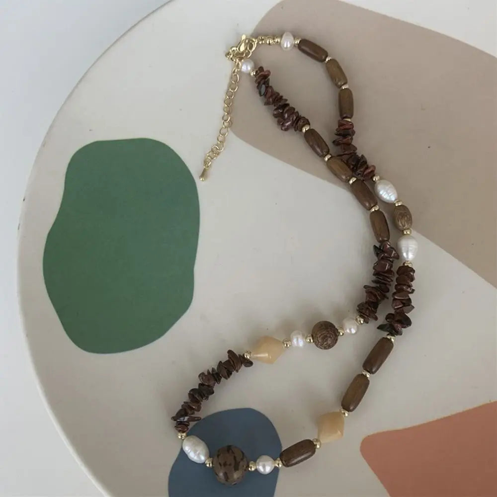 Korean Exquisite Retro Flower Love Heart Beaded Necklace For Women Personality Simple Cool Clavicle Chain Fashion Y2K Jewelry