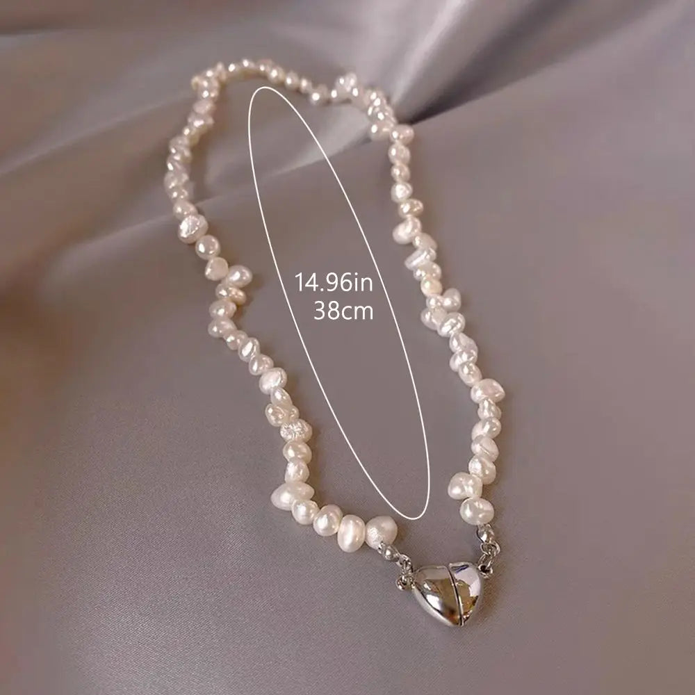 Korean Exquisite Retro Flower Love Heart Beaded Necklace For Women Personality Simple Cool Clavicle Chain Fashion Y2K Jewelry