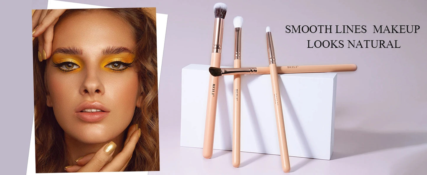 BEILI Pink Makeup Brushes High Quality Powder Foundation Blush Eyeshadow Make Up Brush Set Natural Hair косметика