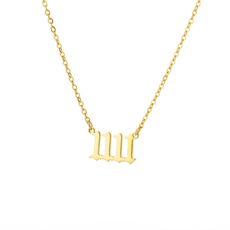 11:11 Rectangle Pendant Necklace for Women Chain Lucky Meaningful Angel Number 1111 Choker Stainless Steel Jewerly Collares