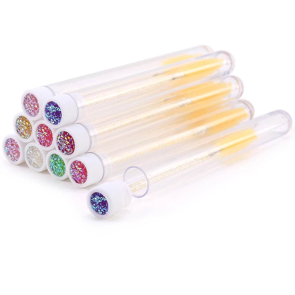 10pcs Pink Eyelashes Brushes Reusable Eyebrow Brush for Eyelash Extension Crystal Eyelash Brush Mascara Tube Make Up Hot Sales