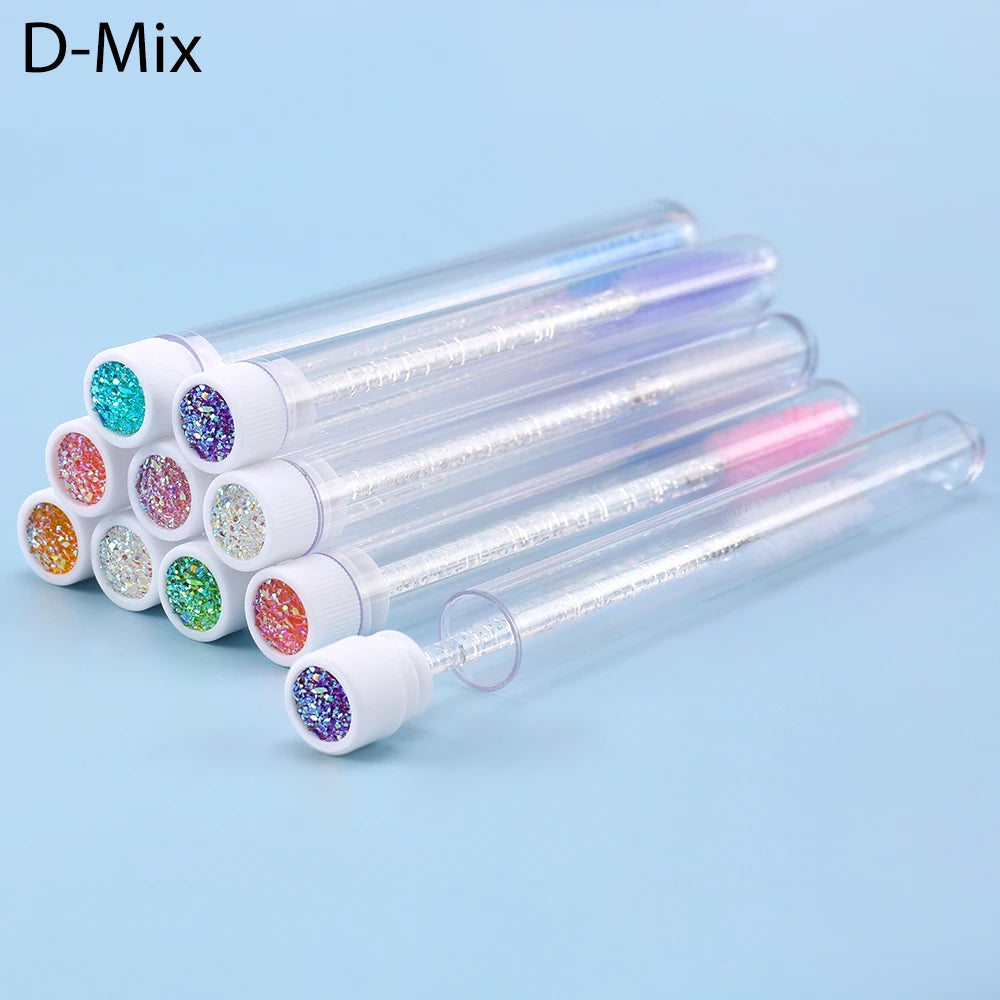 10pcs Pink Eyelashes Brushes Reusable Eyebrow Brush for Eyelash Extension Crystal Eyelash Brush Mascara Tube Make Up Hot Sales
