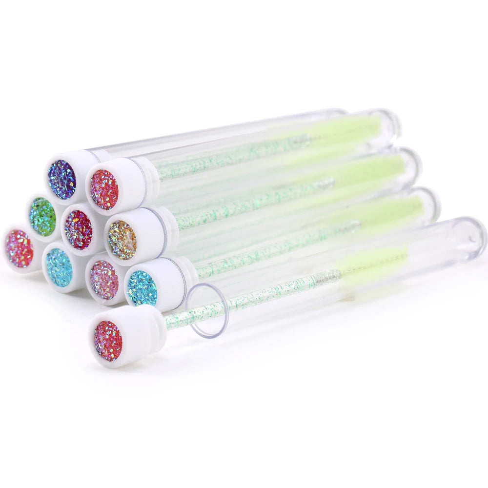 10pcs Pink Eyelashes Brushes Reusable Eyebrow Brush for Eyelash Extension Crystal Eyelash Brush Mascara Tube Make Up Hot Sales