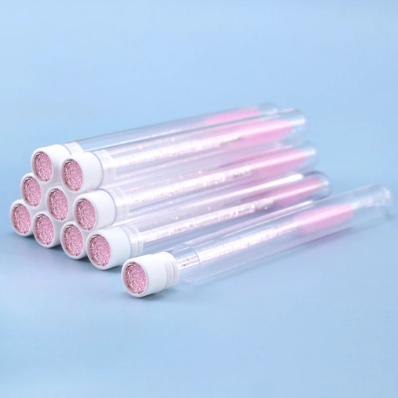 10pcs Pink Eyelashes Brushes Reusable Eyebrow Brush for Eyelash Extension Crystal Eyelash Brush Mascara Tube Make Up Hot Sales