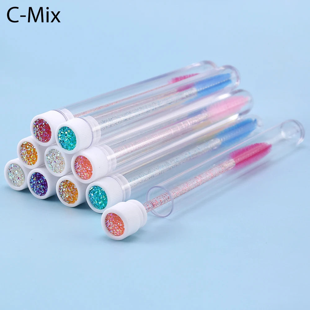 10pcs Pink Eyelashes Brushes Reusable Eyebrow Brush for Eyelash Extension Crystal Eyelash Brush Mascara Tube Make Up Hot Sales