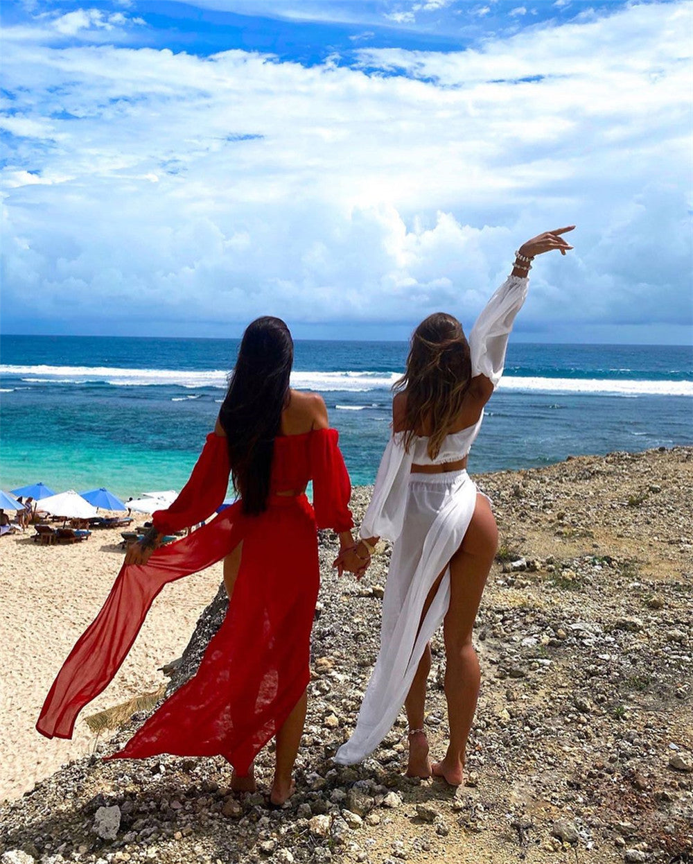 2021 Bikini Beach Cover Up Women Summer Ladies Bathing Suit Two Piece Dress Swimwear Swimsuit Beachwear 2Pcs Sets