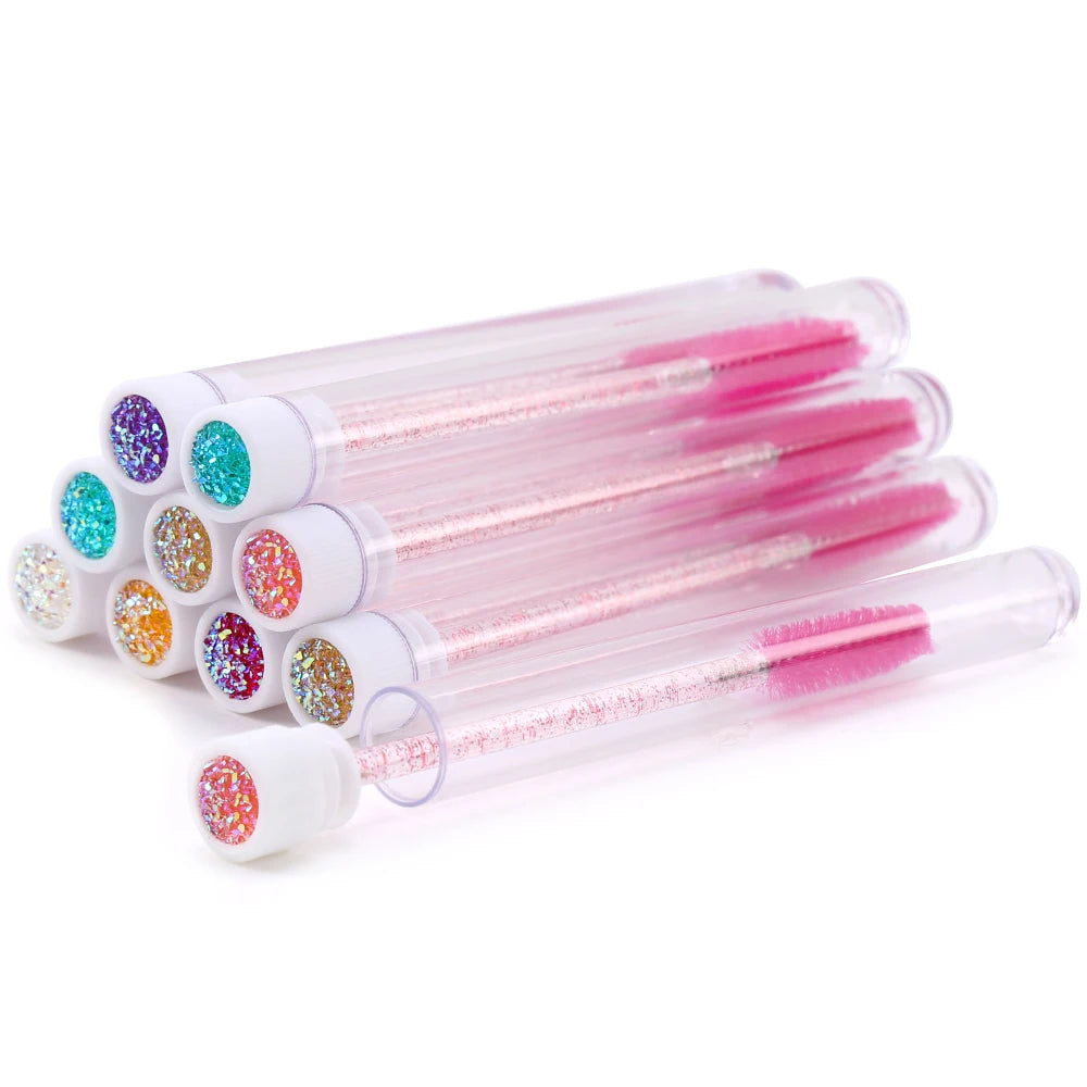 10pcs Pink Eyelashes Brushes Reusable Eyebrow Brush for Eyelash Extension Crystal Eyelash Brush Mascara Tube Make Up Hot Sales