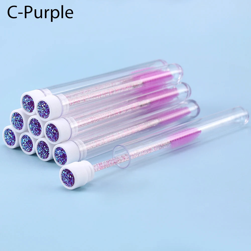 10pcs Pink Eyelashes Brushes Reusable Eyebrow Brush for Eyelash Extension Crystal Eyelash Brush Mascara Tube Make Up Hot Sales