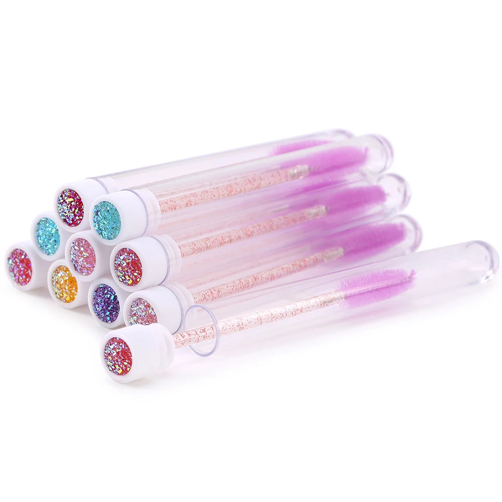 10pcs Pink Eyelashes Brushes Reusable Eyebrow Brush for Eyelash Extension Crystal Eyelash Brush Mascara Tube Make Up Hot Sales