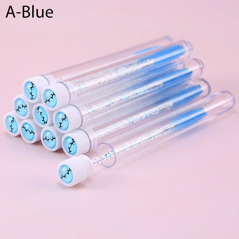 10pcs Pink Eyelashes Brushes Reusable Eyebrow Brush for Eyelash Extension Crystal Eyelash Brush Mascara Tube Make Up Hot Sales