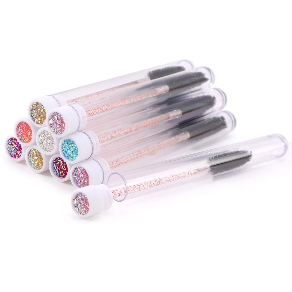 10pcs Pink Eyelashes Brushes Reusable Eyebrow Brush for Eyelash Extension Crystal Eyelash Brush Mascara Tube Make Up Hot Sales