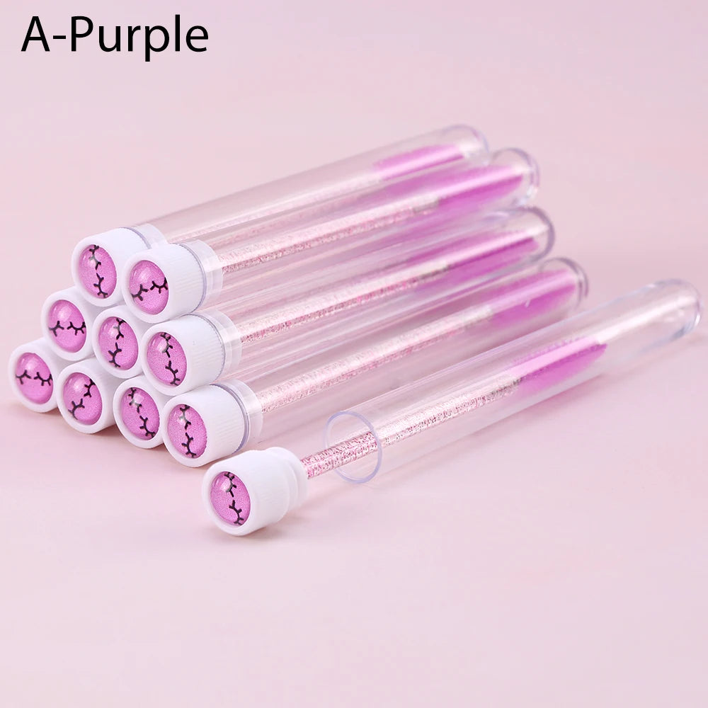 10pcs Pink Eyelashes Brushes Reusable Eyebrow Brush for Eyelash Extension Crystal Eyelash Brush Mascara Tube Make Up Hot Sales