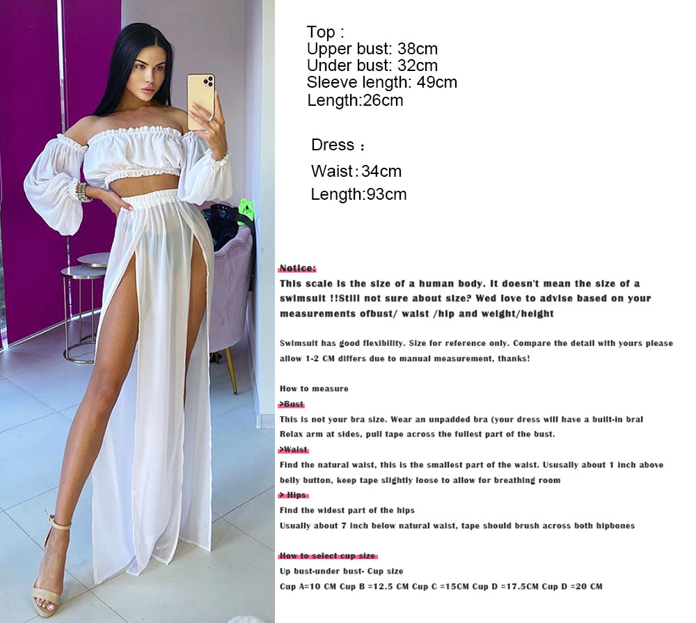 2021 Bikini Beach Cover Up Women Summer Ladies Bathing Suit Two Piece Dress Swimwear Swimsuit Beachwear 2Pcs Sets