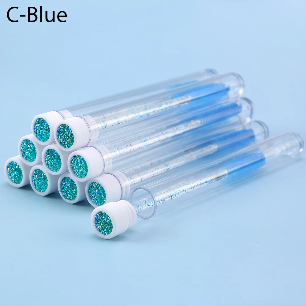 10pcs Pink Eyelashes Brushes Reusable Eyebrow Brush for Eyelash Extension Crystal Eyelash Brush Mascara Tube Make Up Hot Sales
