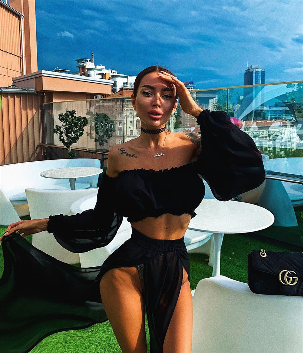 2021 Bikini Beach Cover Up Women Summer Ladies Bathing Suit Two Piece Dress Swimwear Swimsuit Beachwear 2Pcs Sets