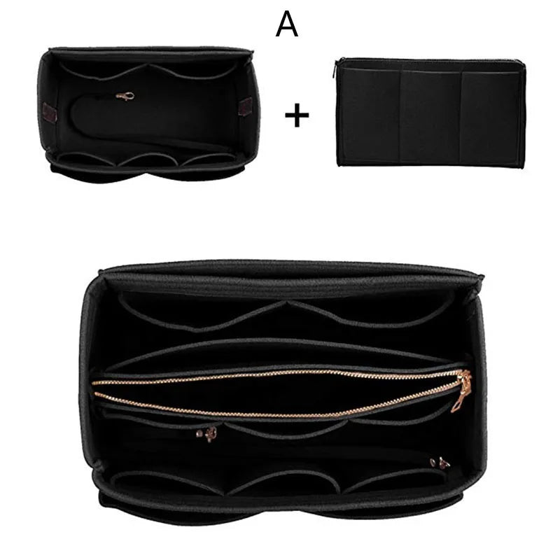 HHYUKIMI Brand Make up Organizer Felt Insert Bag For Handbag Travel Inner Purse Portable Cosmetic Bags Fit Various Brand Bags