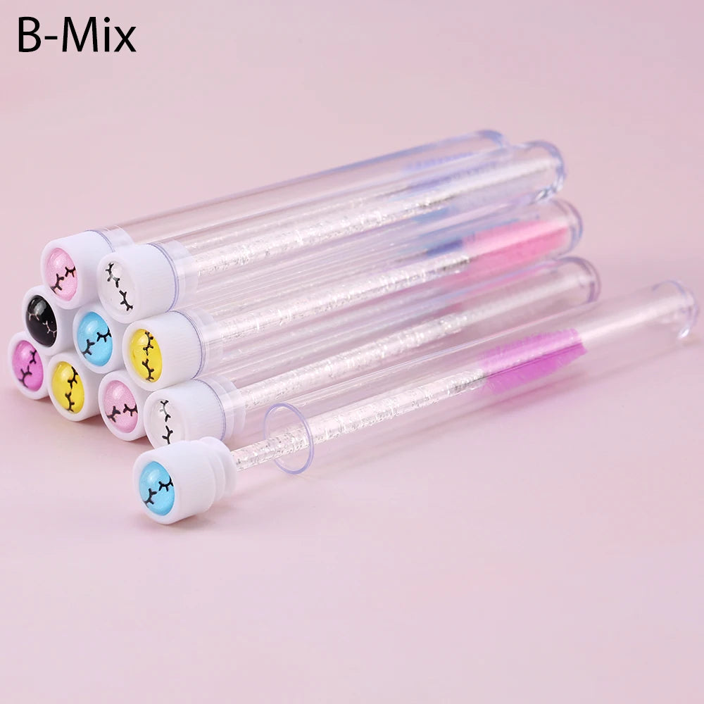10pcs Pink Eyelashes Brushes Reusable Eyebrow Brush for Eyelash Extension Crystal Eyelash Brush Mascara Tube Make Up Hot Sales