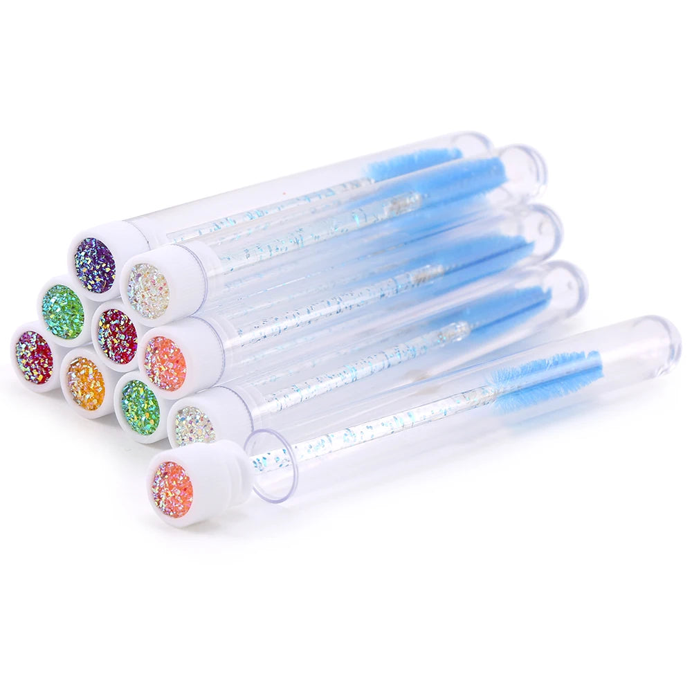 10pcs Pink Eyelashes Brushes Reusable Eyebrow Brush for Eyelash Extension Crystal Eyelash Brush Mascara Tube Make Up Hot Sales