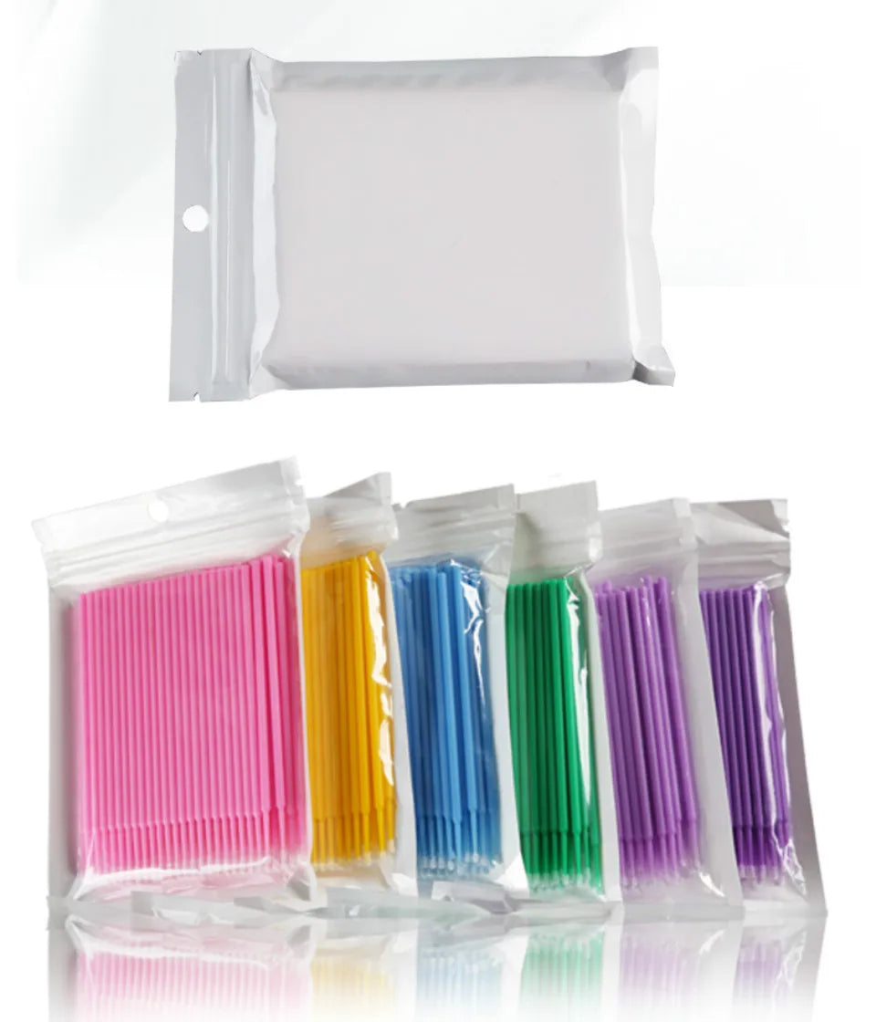 100pcs Micro make up brushes Eyelash Extension EyeLash Glue Brushes Lint Free Applicators Disposable MakeUp brushes Makeup Tools