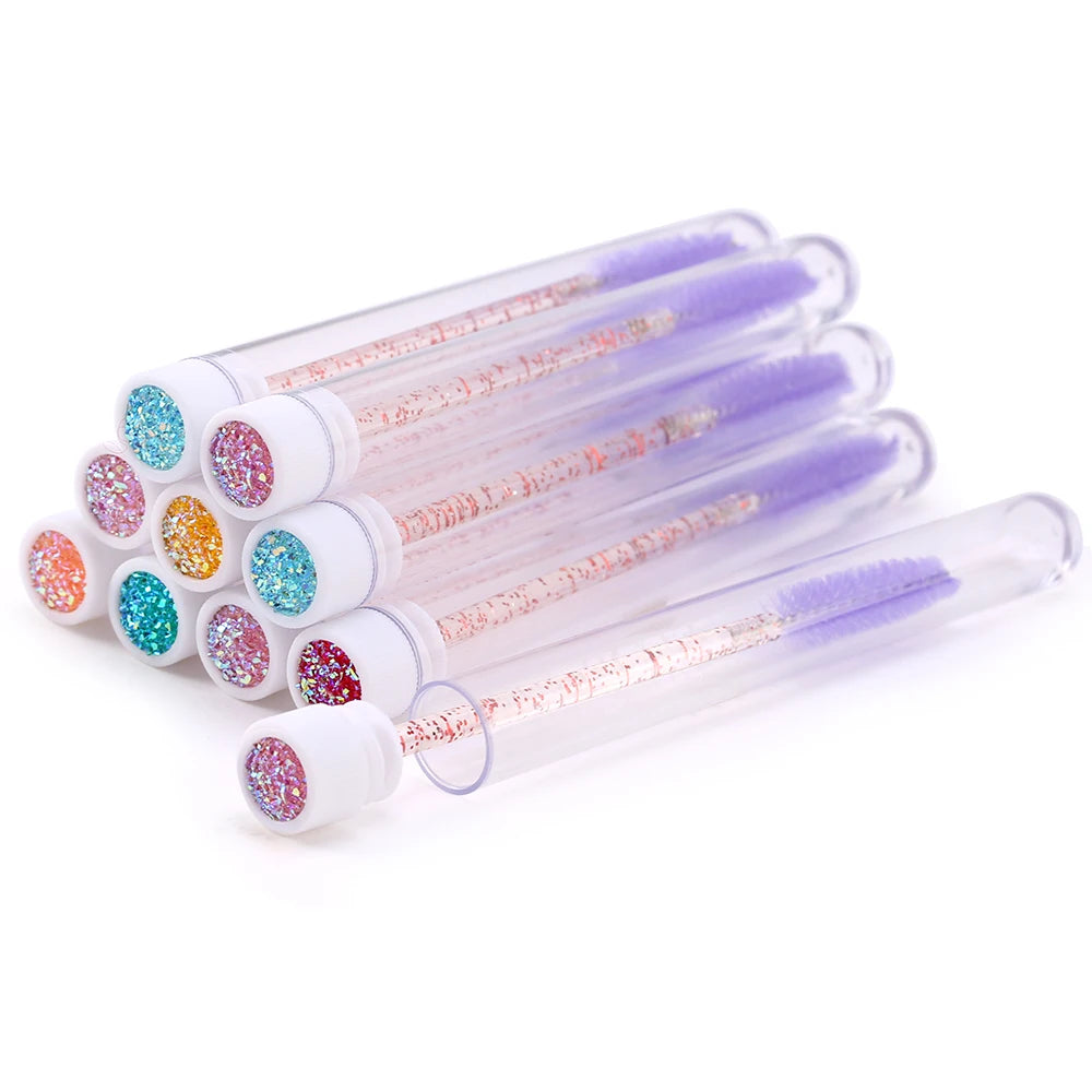 10pcs Pink Eyelashes Brushes Reusable Eyebrow Brush for Eyelash Extension Crystal Eyelash Brush Mascara Tube Make Up Hot Sales