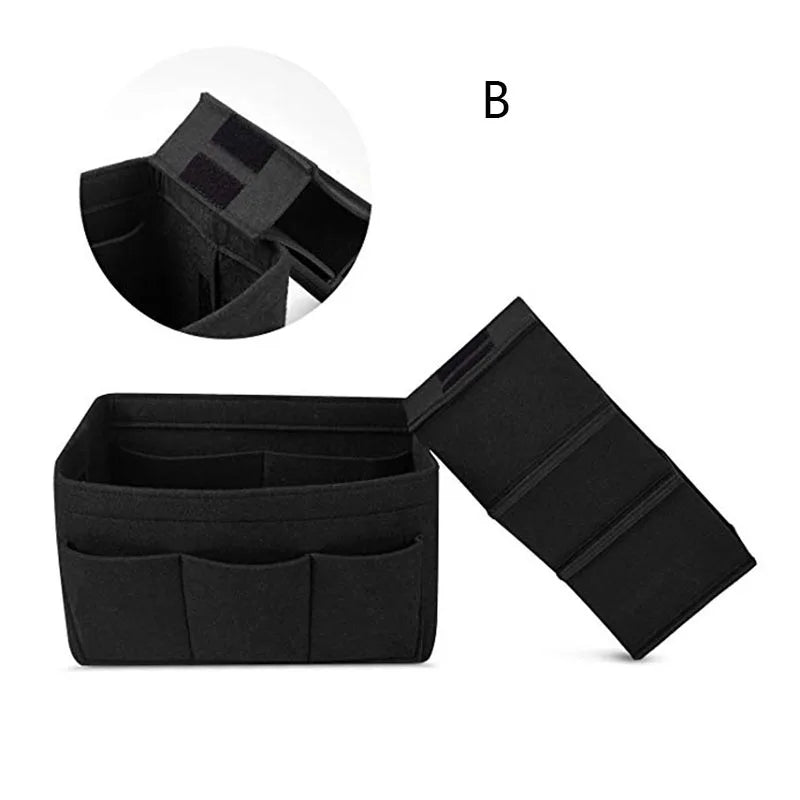 HHYUKIMI Brand Make up Organizer Felt Insert Bag For Handbag Travel Inner Purse Portable Cosmetic Bags Fit Various Brand Bags