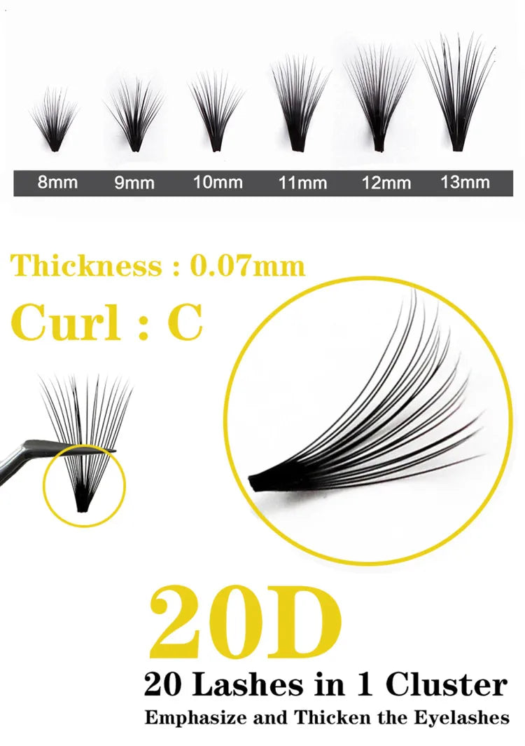 60 pcs/lot 20D handmade natural eyelash extension individual lashes nakeds make up eyelash 0.07 C curl individual lashes makeup