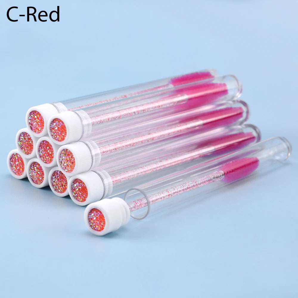 10pcs Pink Eyelashes Brushes Reusable Eyebrow Brush for Eyelash Extension Crystal Eyelash Brush Mascara Tube Make Up Hot Sales