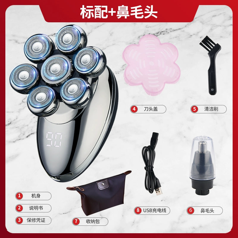 German Technology Seven Cutter Head Bald Head Handy Gadget Shaving Head Special Self-Scraping Shaving Hair Hair Clipper Electric Razor Male