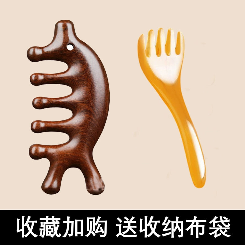 Natural Ebony Head Massager Facial Lifting Firming Five-Claw Head Treatment Scalp Scraping Multifunctional Meridian Comb