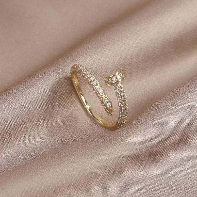 AAA Zircon Simple Geometric Ring Elegant Women's Daily Work Opening Adjustable Ring