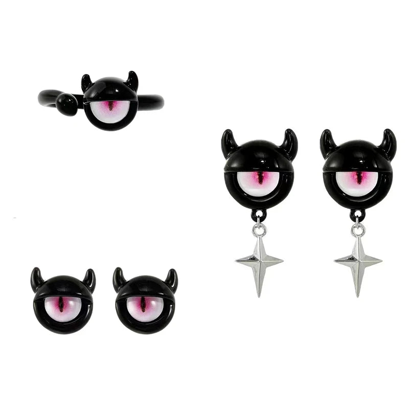 2023 Cosplay Anime Earring For Women Red Single Eye Monster Piercing Halloween Ear Stud Female Funny Goth Ear Accessories Gift