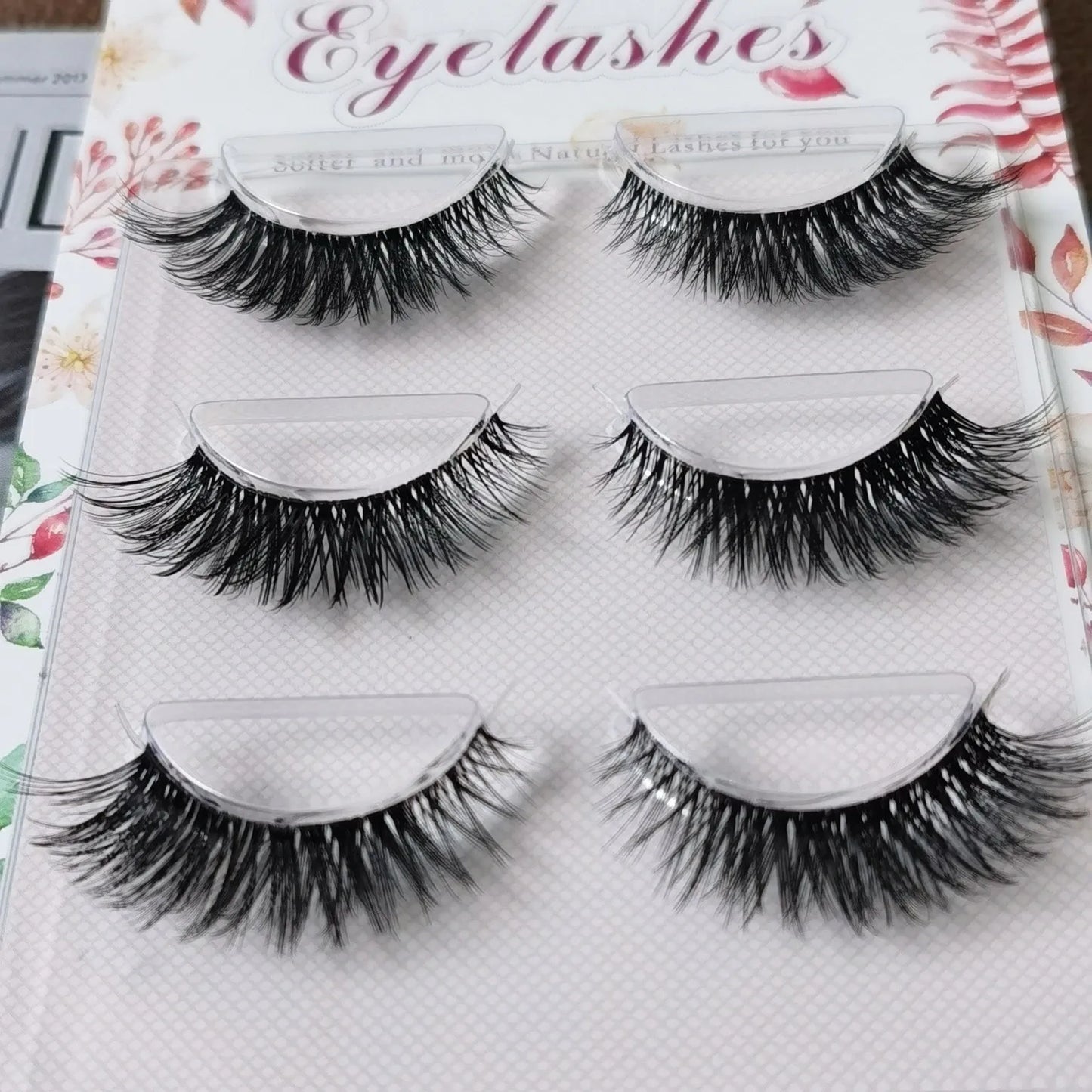 Manga Lashes 5/3Pairs Natural False Eyelashes Full Strip Clear Band Wispy Mink Lashes cosplay Daily Dating Korean Make Up Tools