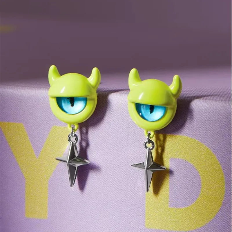 2023 Cosplay Anime Earring For Women Red Single Eye Monster Piercing Halloween Ear Stud Female Funny Goth Ear Accessories Gift