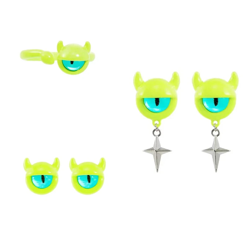 2023 Cosplay Anime Earring For Women Red Single Eye Monster Piercing Halloween Ear Stud Female Funny Goth Ear Accessories Gift