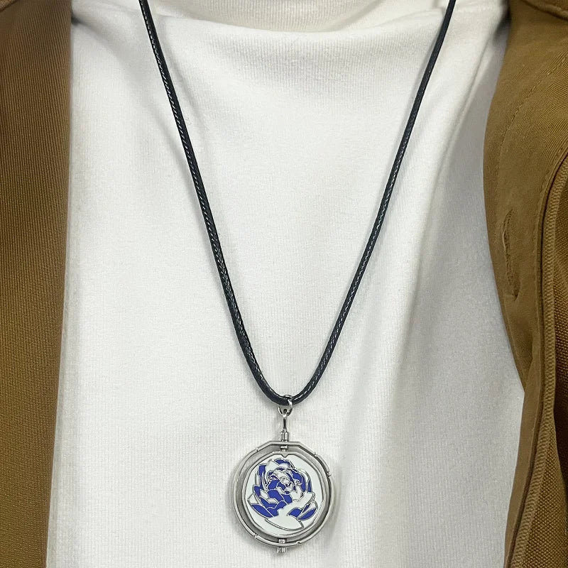 Game Jinx Blue Rose Rotatable Necklace Anime Game Arcane Season 2 Backpack Pendants Metal Fashion Jewerly Fans Collections