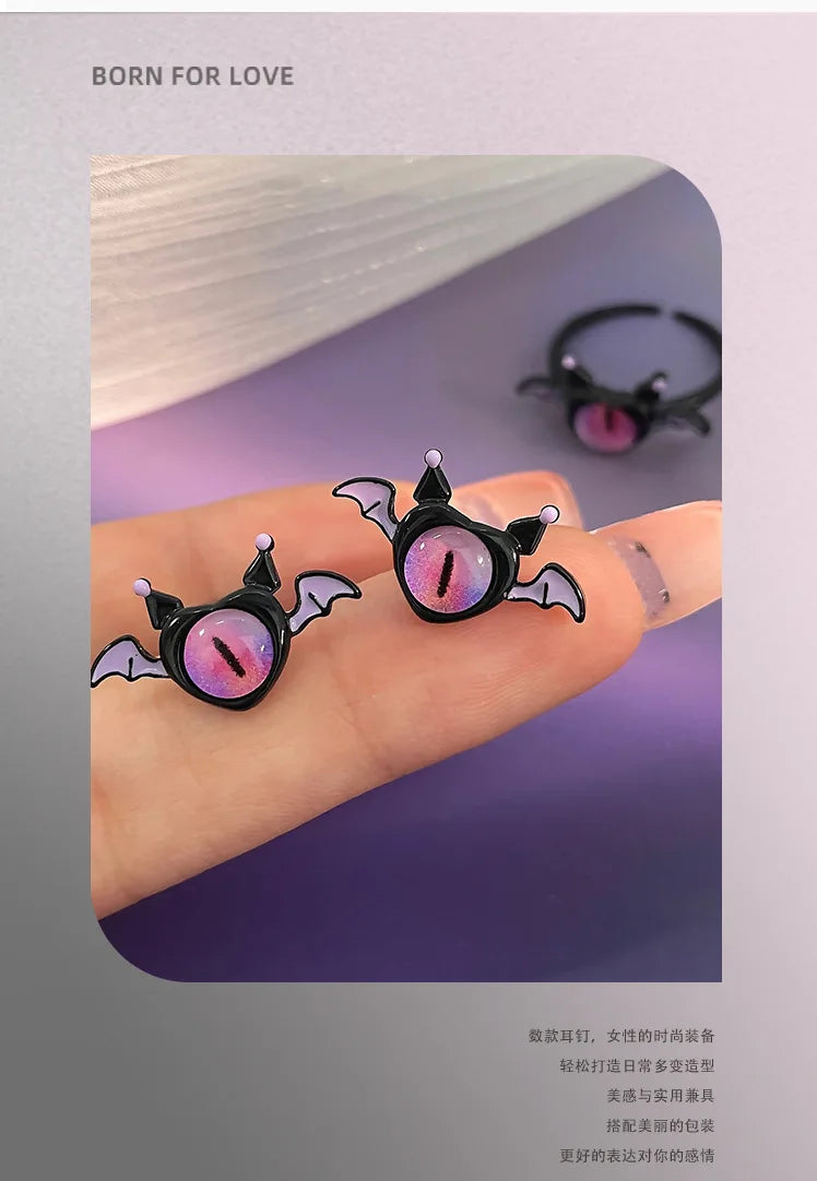 2023 Cosplay Anime Earring For Women Red Single Eye Monster Piercing Halloween Ear Stud Female Funny Goth Ear Accessories Gift