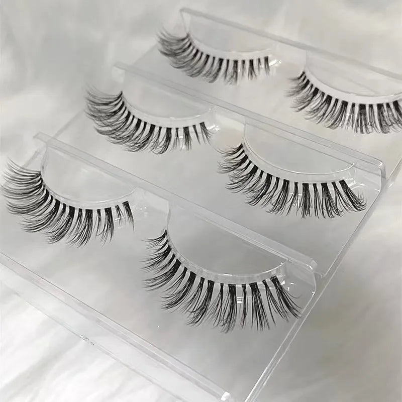 Manga Lashes 5/3Pairs Natural False Eyelashes Full Strip Clear Band Wispy Mink Lashes cosplay Daily Dating Korean Make Up Tools