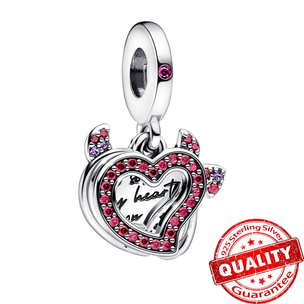 New Arrival 925 Sterling Silver Love You Mom Entwined Infinite Hearts Charm Fit Original Bracelet for Women Necklace DIY Jewelry