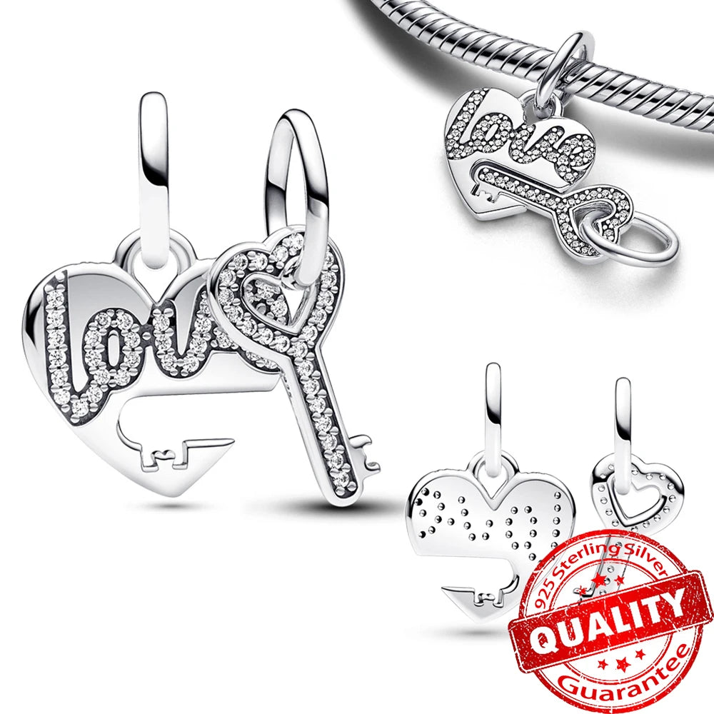 New Arrival 925 Sterling Silver Love You Mom Entwined Infinite Hearts Charm Fit Original Bracelet for Women Necklace DIY Jewelry