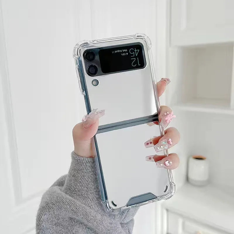 Make Up Mirror for Samsung Z Flip 3 4 5 Case Luxury Shockproof for Samsung Galaxy Z Flip 4 3 5 Z3 Z4 Flip4 Flip3 Slim Hard Cover