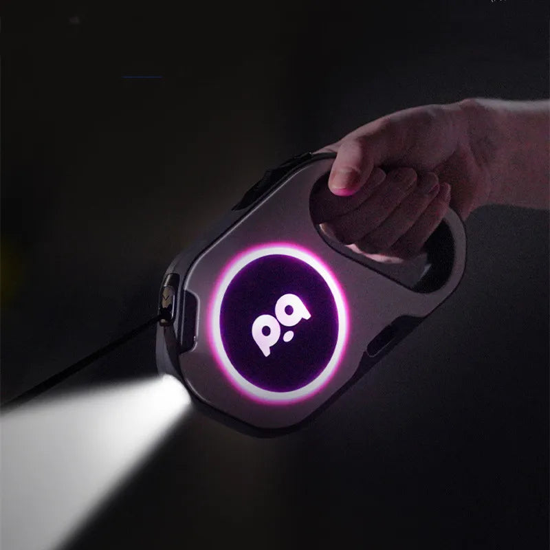 5M Automatic Retractable Dog Leash LED Luminous Leading Light Straps For Small Medium Dogs Puppy Pet Flexi Walking Running Lead