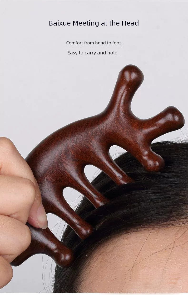 Natural Ebony Head Massager Facial Lifting Firming Five-Claw Head Treatment Scalp Scraping Multifunctional Meridian Comb