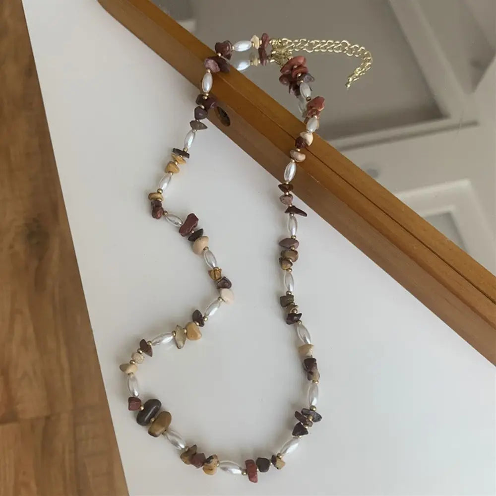 Korean Exquisite Retro Flower Love Heart Beaded Necklace For Women Personality Simple Cool Clavicle Chain Fashion Y2K Jewelry