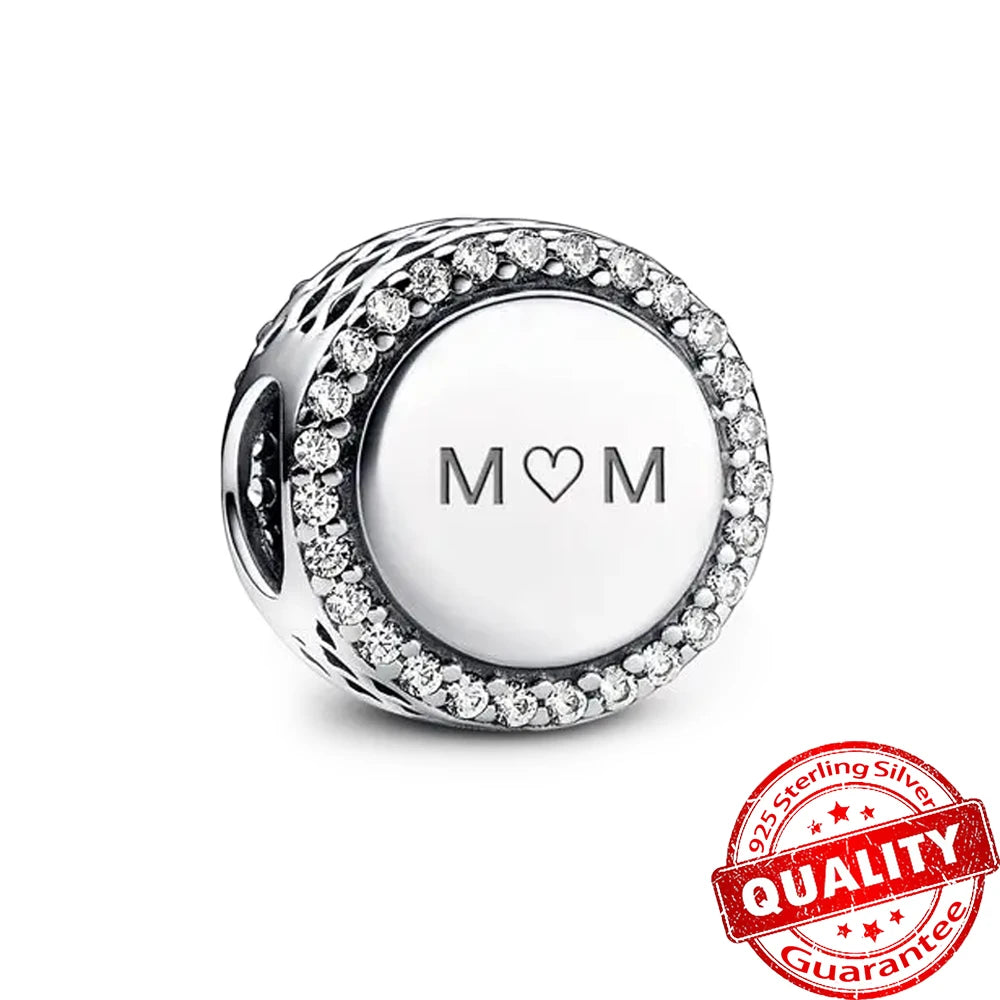 New Arrival 925 Sterling Silver Love You Mom Entwined Infinite Hearts Charm Fit Original Bracelet for Women Necklace DIY Jewelry