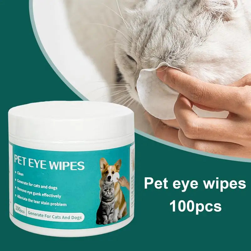 100 Count Dog Eye Cleaner Pet Eye Wipes Tear Stain Remover Convenient Cleaning Pads Dog Eye Cleaning Wipes Grooming Kit Care