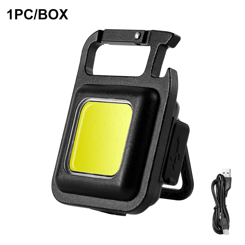 COB LED Mini Flashlight Super Bright EDC Keychain Light Outdoor Emergency Camping Pocket Lamp With Tail Magnet Corkscrew